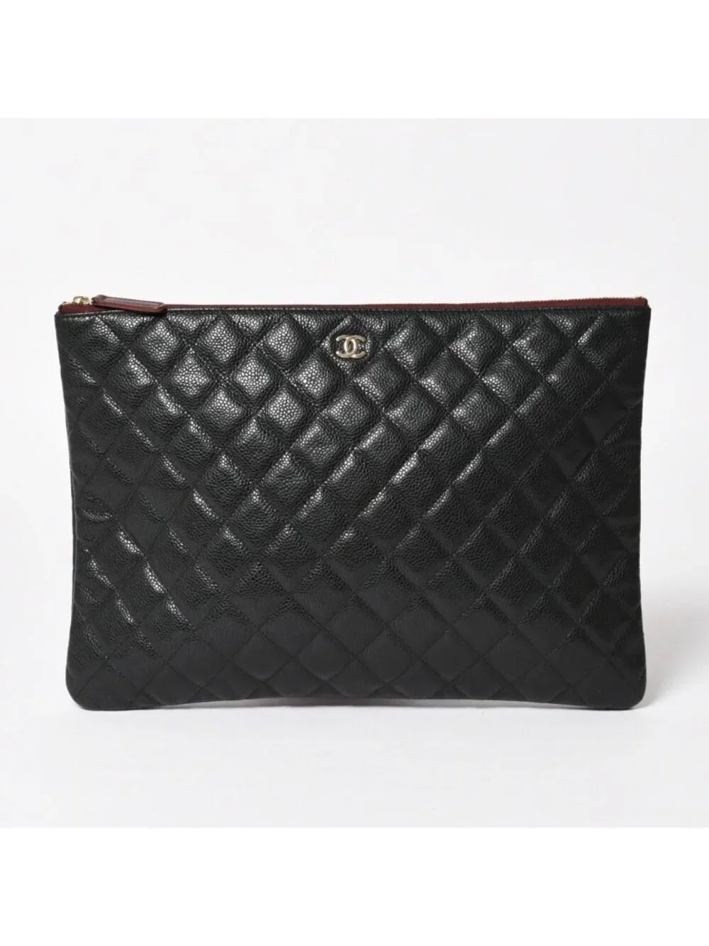 Chanel Classic Large Pouch CC Logo Caviar Leather Black